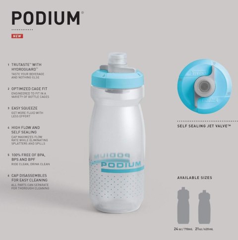 BIDON ROWEROWY CAMELBAK PODIUM 620ML BEZBARWNY JET VALVE