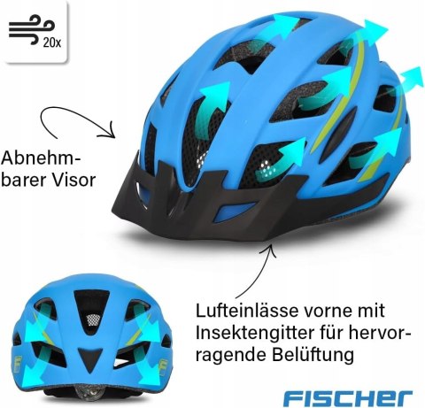 KASK ROWEROWY MIEJSKI Z DASZKIEM FISCHER URBAN L/XL 58-61CM NIEBIESKI
