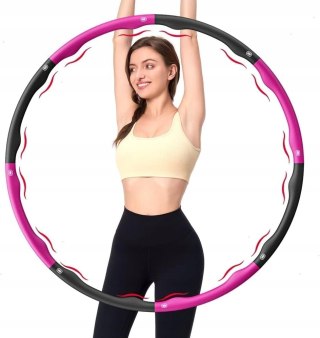 ODCHUDZAJĄCE HULAHOP KOŁO SKŁADANE HULA HOOP MASAŻ SZARO-RÓŻOWE