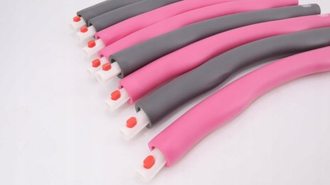 ODCHUDZAJĄCE HULAHOP KOŁO SKŁADANE HULA HOOP MASAŻ SZARO-RÓŻOWE
