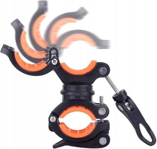 UCHWYT ROWEROWY NA LATARKĘ LAMPKĘ POMPKĘ KLIPS ZACISK 360 STOPNI