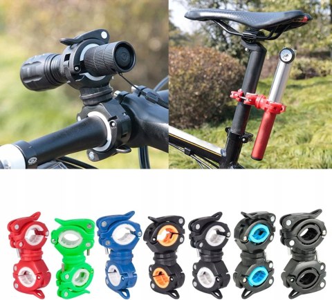 UCHWYT ROWEROWY NA LATARKĘ LAMPKĘ POMPKĘ KLIPS ZACISK 360 STOPNI