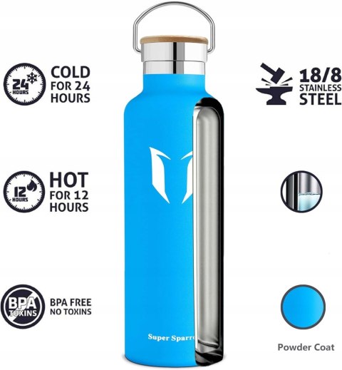 BIDON TERMICZNY BUTELKA NA WODĘ TERMOS SUPER SPARROW 620ML
