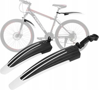 BŁOTNIKI ROWEROWE NA ROWER PRZÓD TYŁ 20-26" BIAŁO-CZARNE ZESTAW
