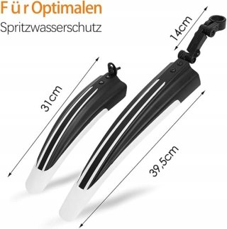 BŁOTNIKI ROWEROWE NA ROWER PRZÓD TYŁ 20-26" BIAŁO-CZARNE ZESTAW