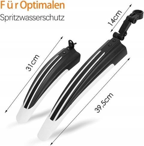 BŁOTNIKI ROWEROWE NA ROWER PRZÓD TYŁ 20-26" BIAŁO-CZARNE ZESTAW