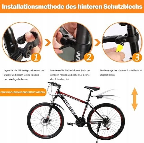 BŁOTNIKI ROWEROWE NA ROWER PRZÓD TYŁ 20-26" BIAŁO-CZARNE ZESTAW