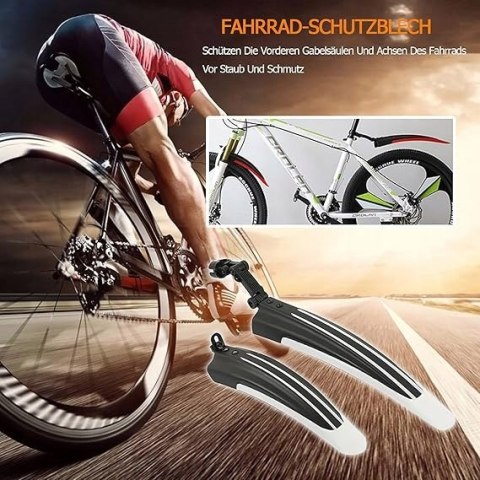 BŁOTNIKI ROWEROWE NA ROWER PRZÓD TYŁ 20-26" BIAŁO-CZARNE ZESTAW