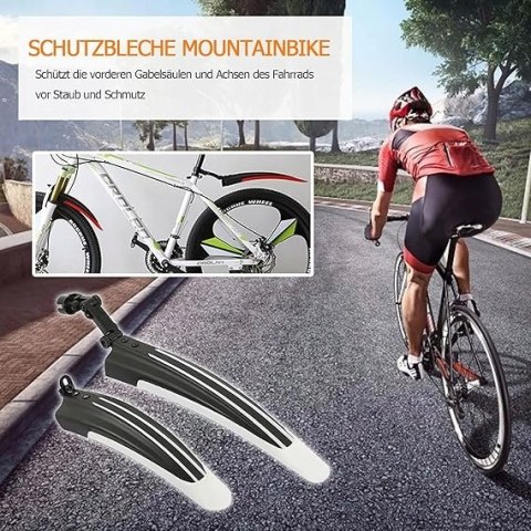 BŁOTNIKI ROWEROWE NA ROWER PRZÓD TYŁ 20-26" BIAŁO-CZARNE ZESTAW