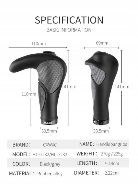 CHWYTY GRIPY RĄCZKI KIEROWNICY ERGONOMICZNE ROGI CXWXC CHWYTY GRIPY RĄCZKI KIEROWNICY ERGONOMICZNE ROGI CXWXC