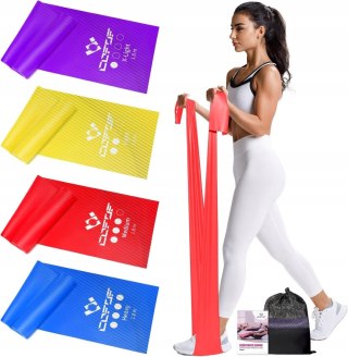 GUMY TAŚMY OPOROWE DO ĆWICZEŃ FITNESS 4 SZTUKI 1,8M + ETUI COFOF
