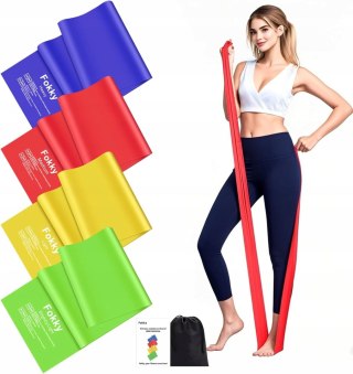GUMY TAŚMY OPOROWE DO ĆWICZEŃ FITNESS 4 SZTUKI 2M + ETUI