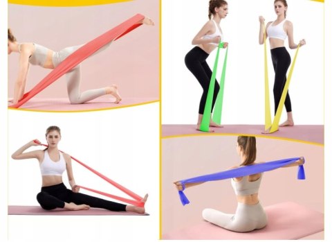 GUMY TAŚMY OPOROWE DO ĆWICZEŃ FITNESS 4 SZTUKI 2M + ETUI