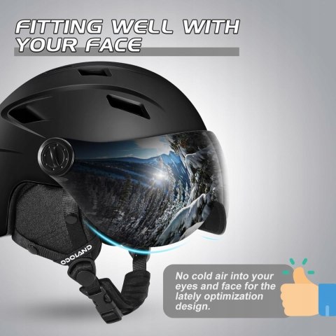 KASK NARCIARSKI SNOWBOARDOWY Z SZYBĄ ODOLAND M 57-59CM CZARNY