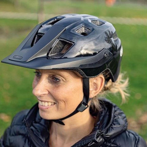 KASK ROWEROWY DZIECIĘCY MTB ABUS MOTRIP L 57-61CM CZARNY SHINY BLACK