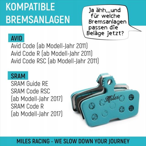 KLOCKI HAMULCOWE ROWEROWE MILES RACING AVID CODE GUIDE RE