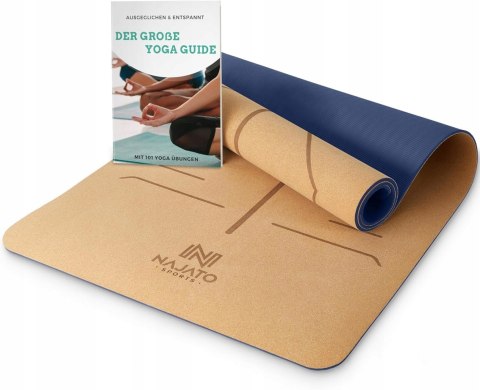 MATA KORKOWA DO JOGI ĆWICZEŃ FITNESS LINIE CIAŁA 183x65x0,6CM NAJATO