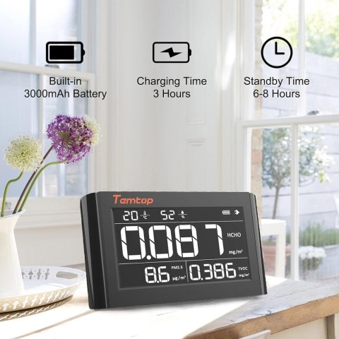 MONITOR JAKOŚCI POWIETRZA TEMPTOP M1000 PM2,5 HCHO TVOC MONITOR JAKOŚCI POWIETRZA TEMPTOP M1000 PM2,5 HCHO TVOC