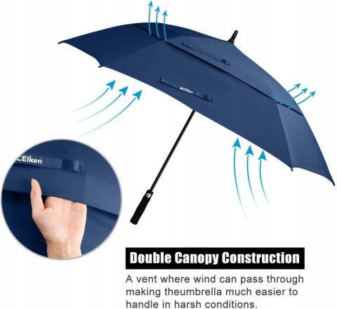 PARASOLKA PARASOL GOLFOWY WŁÓKNO SZKLANE 158CM GRANATOWY ACEIken