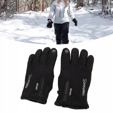 RĘKAWICE RĘKAWICZKI ZIMOWE DOTYKOWE OCIEPLANE CZARNE R. L