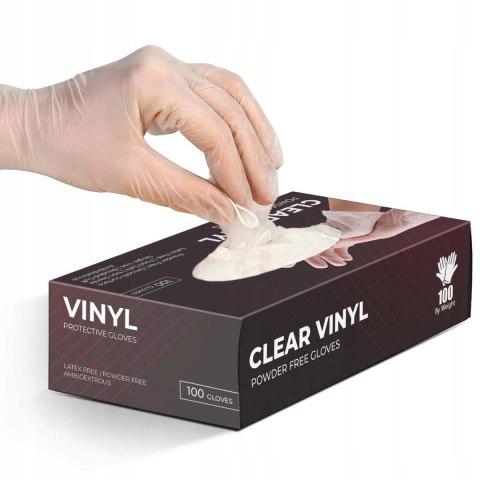 RĘKAWICE WINYLOWE BEZPUDROWE 100 SZTUK VINYL R. L