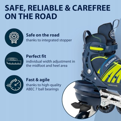 ROLKI DZIECIĘCE DAMSKIE REGULOWANE ŁYŻWOROLKI HUDORA COMFORT R. 35-40