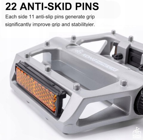 PEDAŁY ROWEROWE ALUMINIOWE MTB ANTYPOŚLIZGOWE Z ODBLASKAMI KONG MING CAR