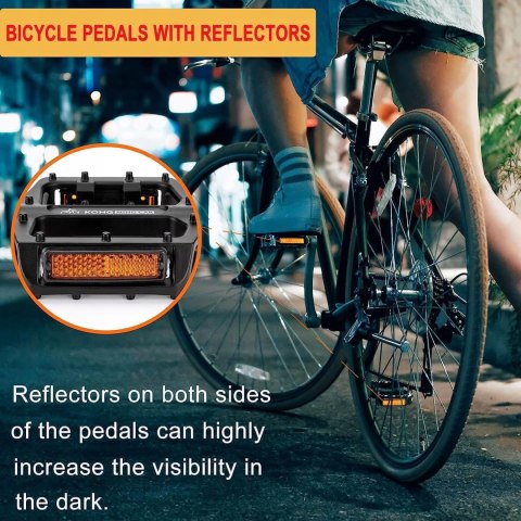 PEDAŁY ROWEROWE ALUMINIOWE MTB ANTYPOŚLIZGOWE Z ODBLASKAMI KONG MING CAR