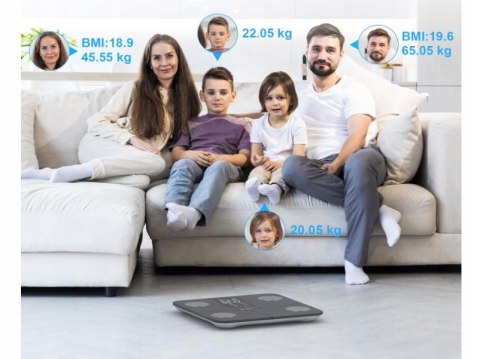 WAGA ŁAZIENKOWA CYFROWA ANALITYCZNA SZKLANA BMI ACTIV