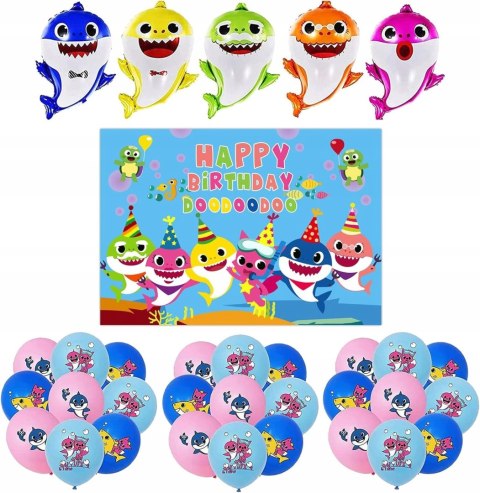 ZESTAW BALONÓW URODZINOWYCH 5x BALON FOLIOWY REKIN +12 ZESTAW BALONÓW URODZINOWYCH 5x BALON FOLIOWY REKIN +12