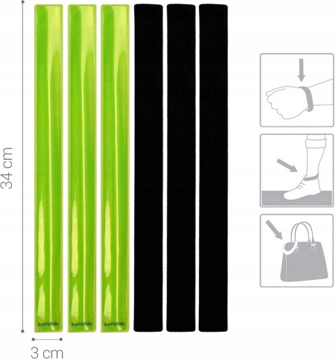 6x OPASKA ODBLASKOWA ŻÓŁTA SAMOZATRZASKOWA WIDOCZNA 34CM 6 SZTUK