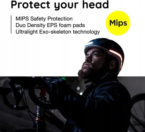 KASK ROWEROWY Z OŚWIETLENIEM NUTCASE VIO-KIT MIPS L/XL 59-62CM CZARNY
