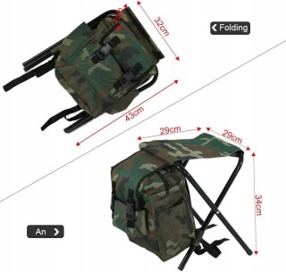 KRZESŁO WĘDKARSKIE PLECAK SKŁADANE TORBA KEMPINGOWE TABORET NA RYBY 3W1