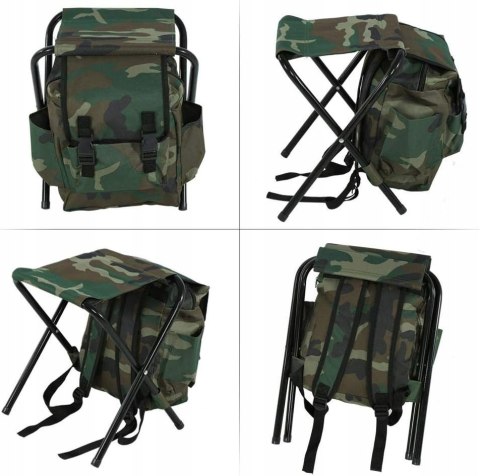 KRZESŁO WĘDKARSKIE PLECAK SKŁADANE TORBA KEMPINGOWE TABORET NA RYBY 3W1