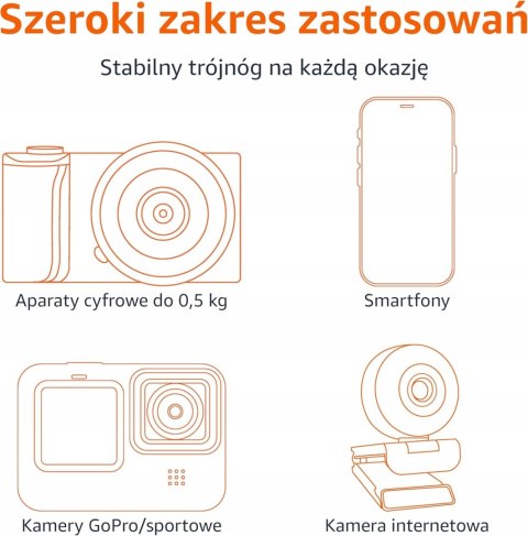 MINI STATYW TRIPOD ELASTYCZNY DO TELEFONU GOPRO APARATU AMAZON BASICS