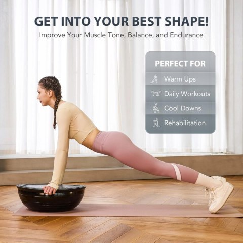 PÓŁPIŁKA RÓWNOWAŻNA PIŁKA FITNESS DO BALANSOWANIA Z LINKAMI ZELUS CZARNA
