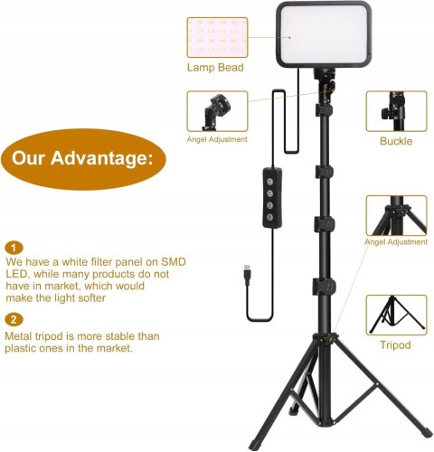 2x LAMPA PRODUKTOWA DIODOWA WIDEO LED + STATYWY 2 SZTUKI STYNICE
