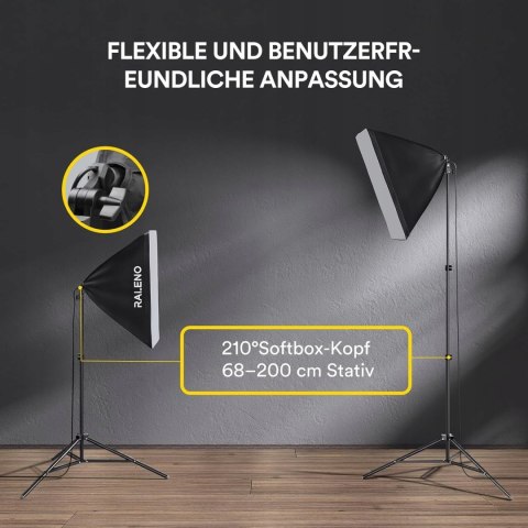2x SOFTBOX ZESTAW STUDYJNY FOTGRAFICZNY LED 50W RALENO + STATYWY
