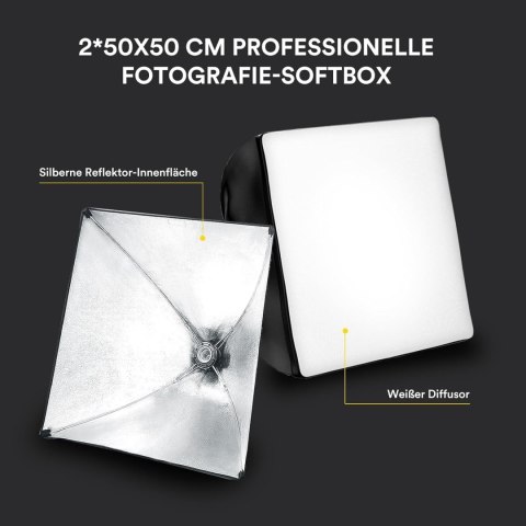 2x SOFTBOX ZESTAW STUDYJNY FOTGRAFICZNY LED 50W RALENO + STATYWY