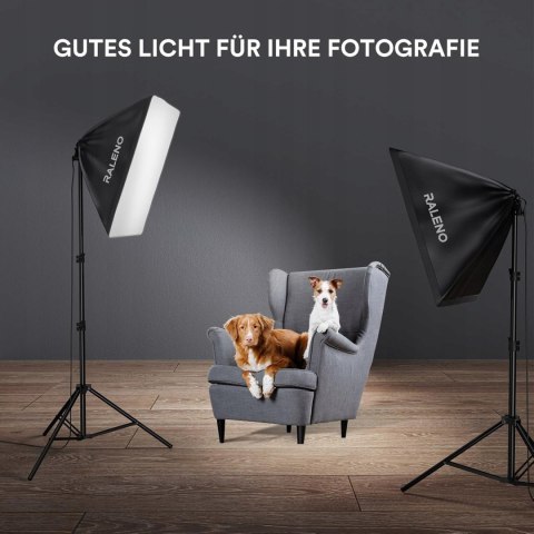2x SOFTBOX ZESTAW STUDYJNY FOTGRAFICZNY LED 50W RALENO + STATYWY