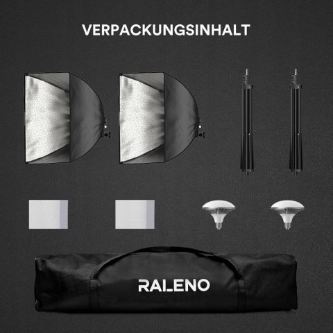 2x SOFTBOX ZESTAW STUDYJNY FOTGRAFICZNY LED 50W RALENO + STATYWY