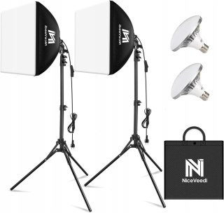 2x SOFTBOX ZESTAW STUDYJNY OŚWIETLENIOWY 40x40CM + STATYWY ŻARÓWKI