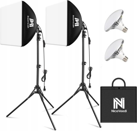 2x SOFTBOX ZESTAW STUDYJNY OŚWIETLENIOWY 40x40CM + STATYWY ŻARÓWKI