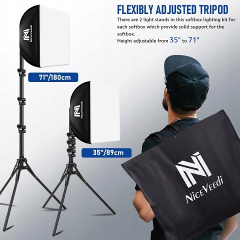 2x SOFTBOX ZESTAW STUDYJNY OŚWIETLENIOWY 40x40CM + STATYWY ŻARÓWKI