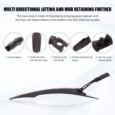 BŁOTNIKI ROWEROWE PRZÓD TYŁ ZESTAW 24-29" CZARNE