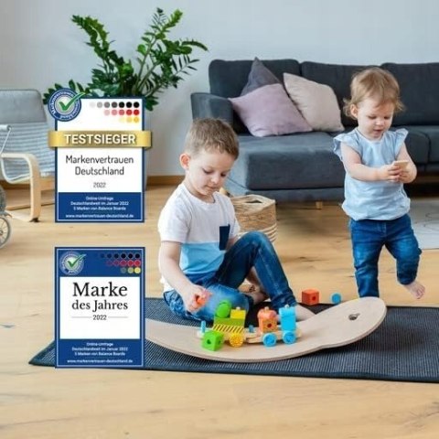 DESKA DO BALANSOWANIA DLA DZIECI DREWNIANA WAHU BALANCE BOARD + SKAKANKA