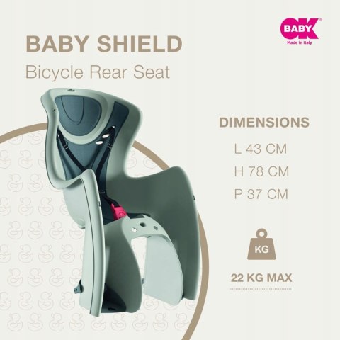 FOTELIK ROWEROWY TYLNY NA BAGAŻNIK OKBABY BODYGUARD BABY SHIELD