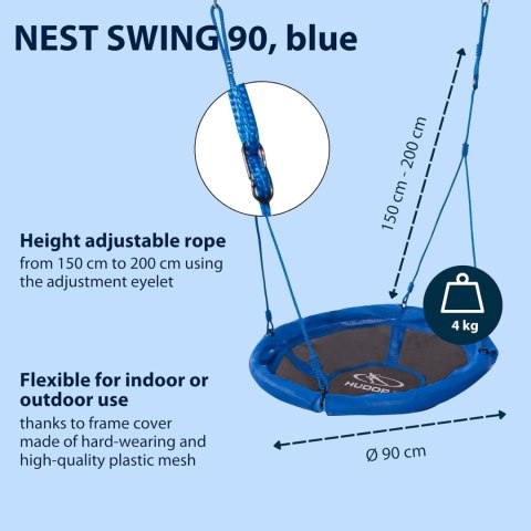 HUŚTAWKA OGRODOWA BOCIANIE GNIAZDO HUDORA 90CM NIEBIESKA 100KG