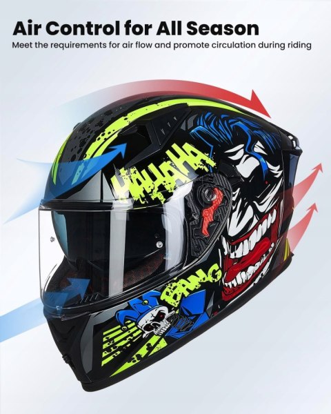 KASK MOTOCYKLOWY ILM ILM-Z501 L 59-60CM SURPRISE YELLOW + PINLOCK