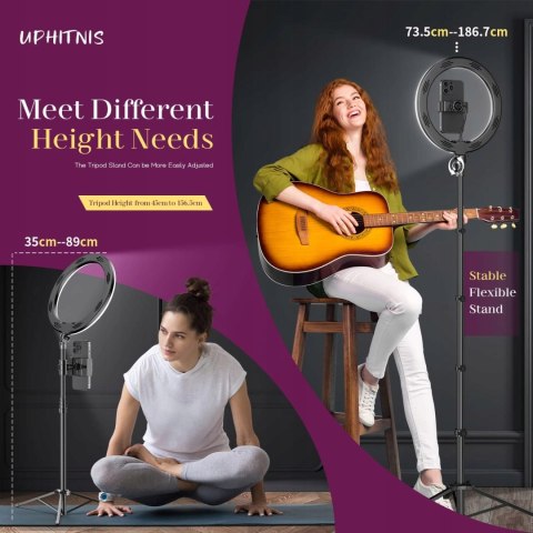 LAMPA PIERŚCIENIOWA MAKIJAŻ STATYW RING USB 12" PILOT UCHWYT NA TELEFON